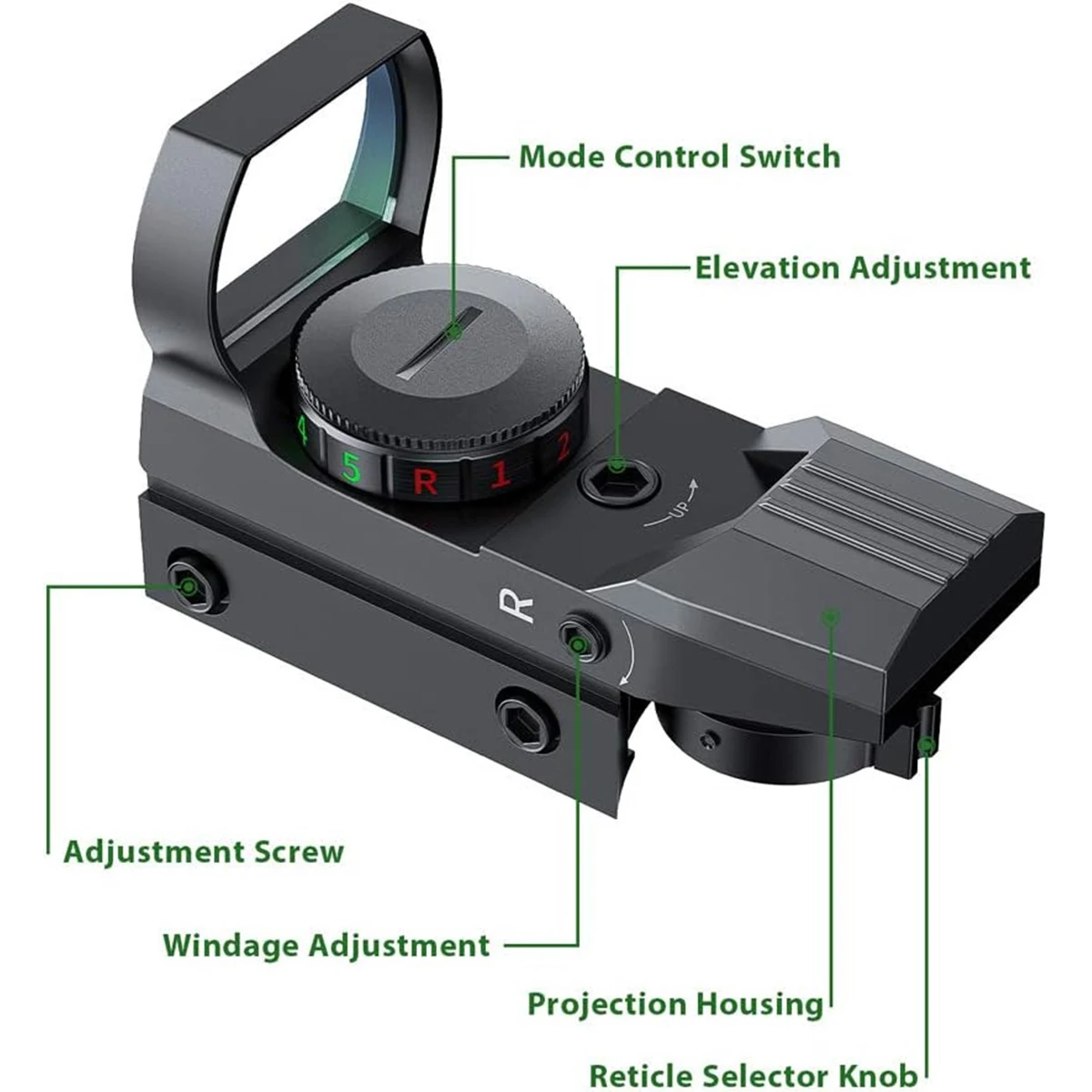 Rifle Scope 20mm Rail Holographic Red Green Dot Tactical Scope