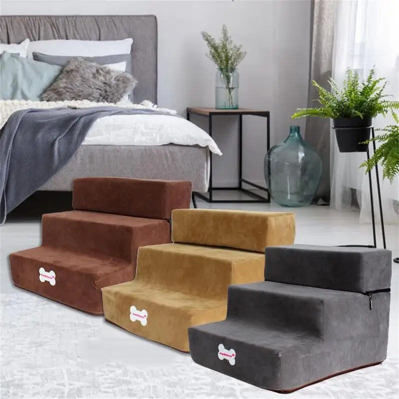 

3 Layers Pet Ladder Washable Pet Sponge Stairs Portable Sofa Bed For Dog Cat Stairs Anti-slip Dogs Bed Stairs Pet Supplies