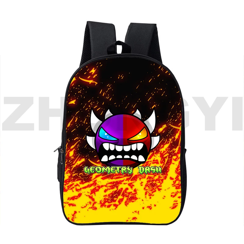 

3D Anime Angry Geometry Dash Backpacks 16 Inch Large Capacity Children Back Pack Daily Pack Fancy High School Bags Mens Bookbag