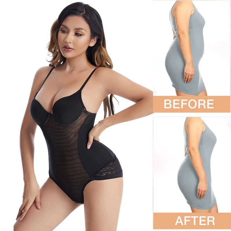 BodysuitWomenShapewearBuiltinBraBodyShaperSteelBoned
