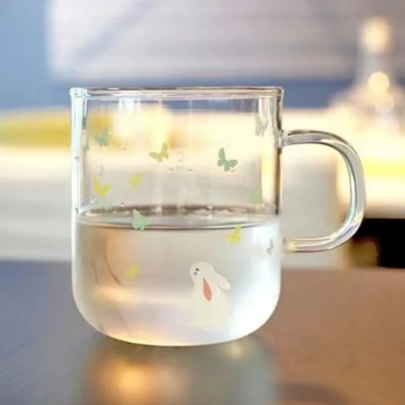 Rabbit Lovely Creative Glass Coffee Mug Cute Squirrel Tea Mugs Elk Tea Cup Heat Resistant Glass Beer Mug Coffee Cup Dropshipping