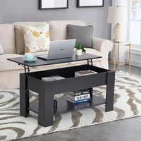 Lift Top Coffee Table with Hidden Compartment and Storage Shelf Wooden Lift Tabletop for Home Living Room Reception Room Office 2