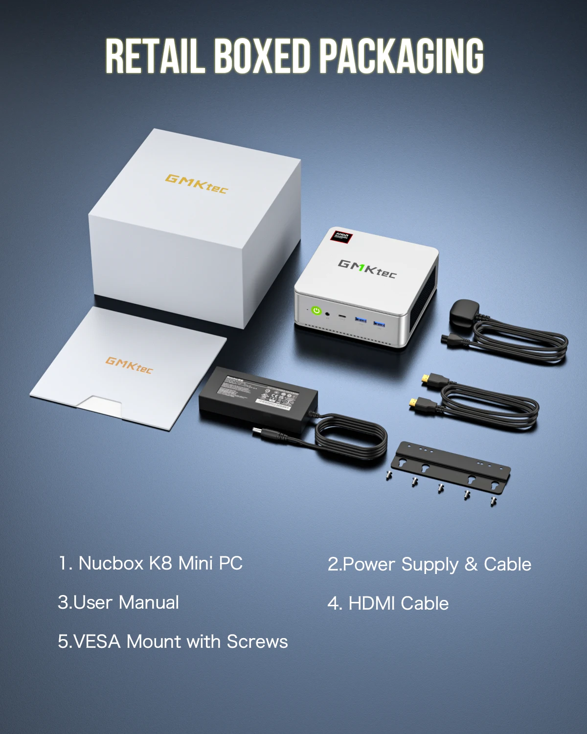 GMKtec 미니 PC 게임용 트리플 스크린 디스플레이, K8 Ryzen 7 8845HS, 윈도우 11 DDR5 5600Mhz PCIe4.0 Nvme SSD, WIFI6 BT5.2