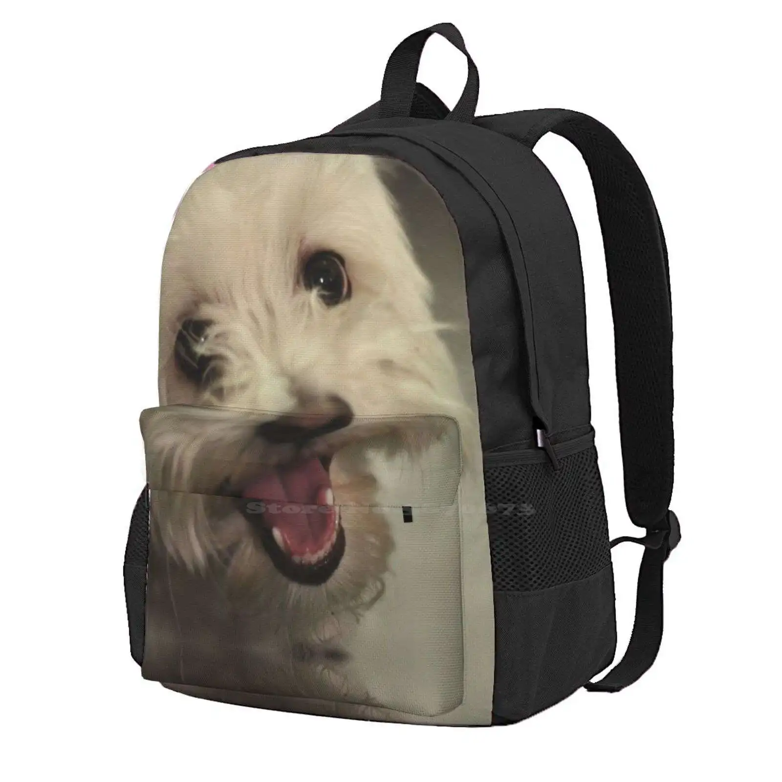 

White Smiling Happy Havanese Puppy Hot Sale Backpack Fashion Bags Havanese Puppy Dog White Pet Furry Smile Scruffy Animal Face