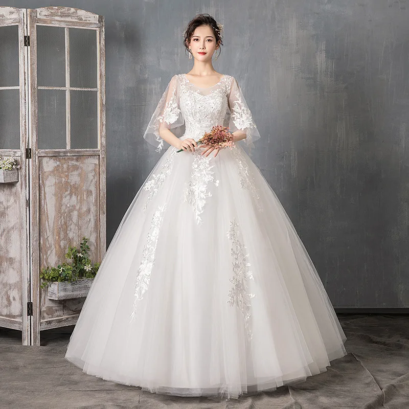 

MK1461-Long sleeve high waist wedding dress