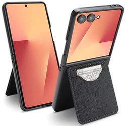 Vintage Leather Flip Wallet Case - Matte Slim Cover - Samsung Z Flip7 (Black)