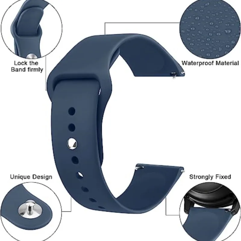 Silicone Sport Watchband - Premium Adjustable Bracelet Strap, 20mm & 22mm