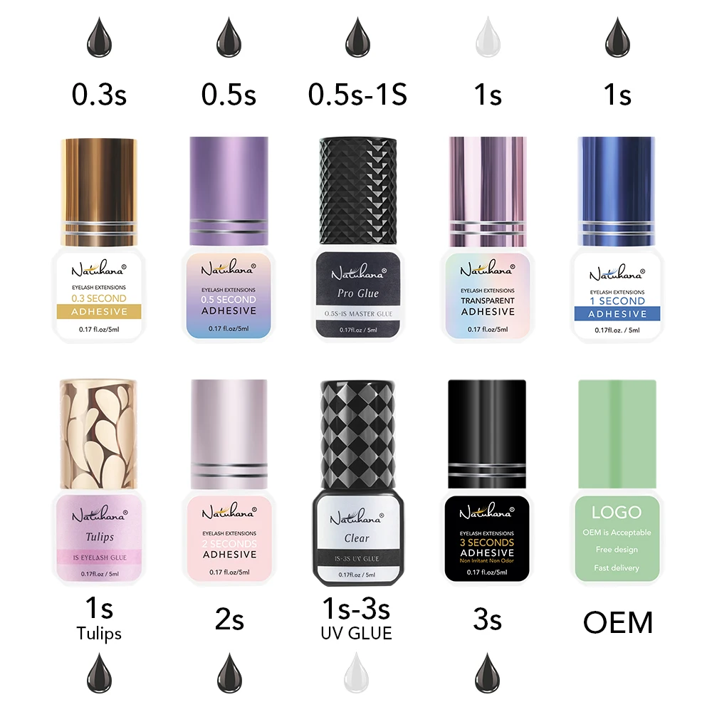 Eyelash glue 5ml 1 Second Fast Drying Strong False Eye Lash Extension Glue Adhesive Retention 5-7 Weeks Low Smell Mink