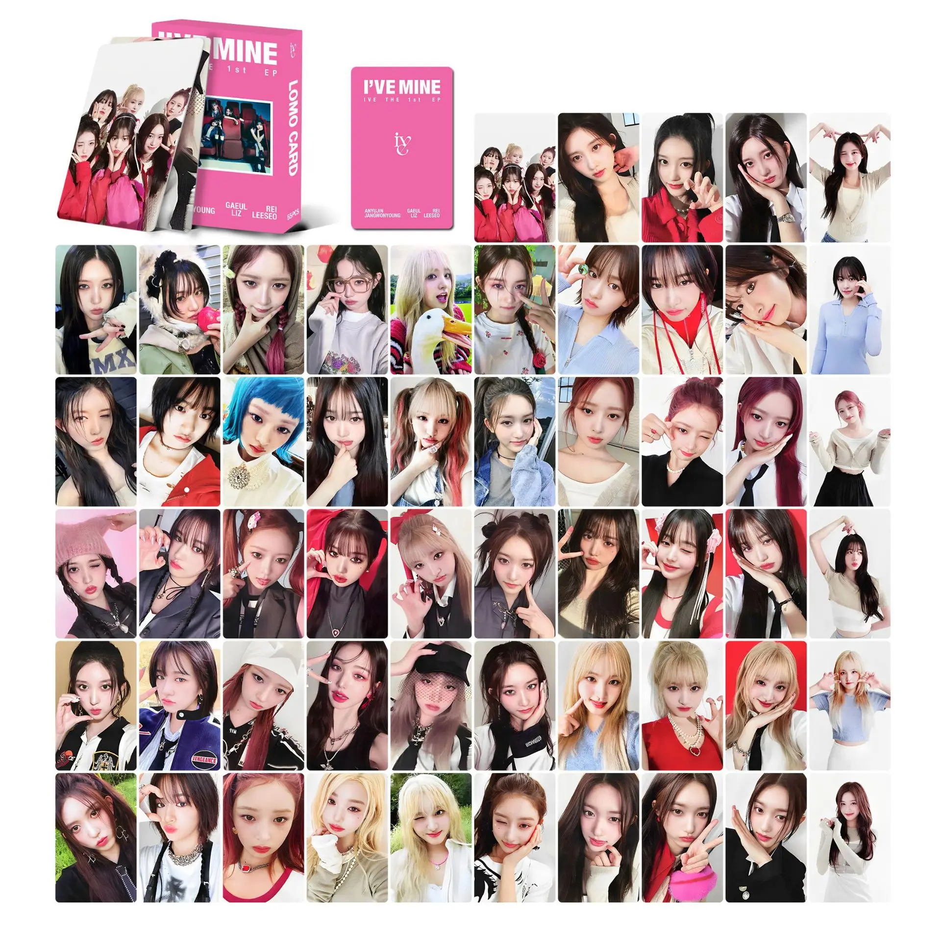 

55Pcs/Set Kpop Idol IVE Lomo Cards Photocards New Album I'VE MINE HD Print Card Poster Sticker Girl Group Fans Gifts Collection