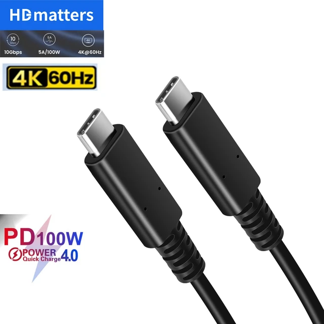 Câble vidéo USB-C court 4K câble de moniteur USB-C 3.1 Gen 2 câble PD 100W câble  de charge rapide câble de synchronisation dat pour samsung T5 T7 macs -  AliExpress