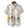 Colorful Abstract Graphic Aloha Shirt For Men Coconut Tree Ball Game 3D Printed Blouse Women Kids Short Sleeve Hawaiian Shirts 3
