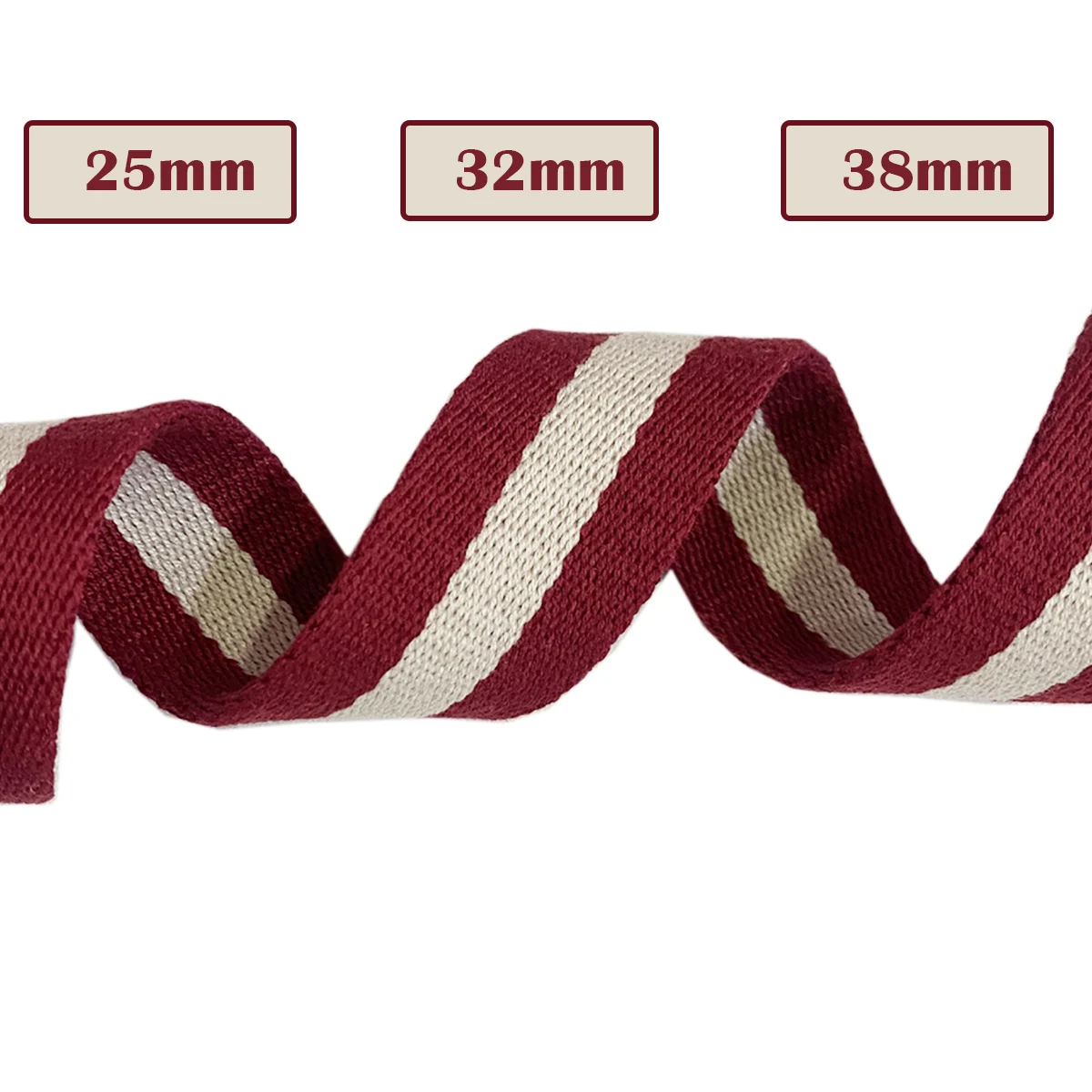 

10 Yards 25mm 32mm 38mm Striped Webbing 1.5 inch Cotton Nylon Webbing for Belt Purse Straps Backpack Straps Bags Luggage