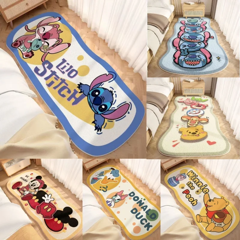 

60/80×180cm Cashmere Imitation Carpet Disney Stitch Mickey Mat Pooh Bear Soft Floor Mat Non-slip Bathroom Absorbent Floor Mat