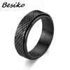 Besiko Anti Stress Anxiety Fidget Spinner Couple Rings For Lovers Rotating Stainless Steel Wedding Band Knuckle Ring Jewelry 3