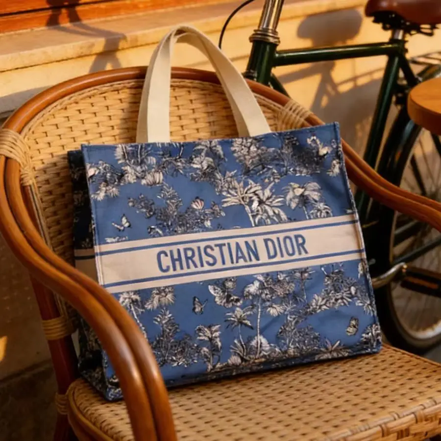 Borsa di Dior, lussuosa borsa tote blu personalizzata con organizer per il trucco, set di borse cosmetiche multiuso, regalo ideale per le vacanze