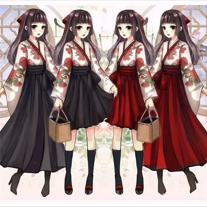 Japanese Kimono Kimono Sakura Girl Japanese Style Floral Print Vintage Dress Woman Asian Clothes