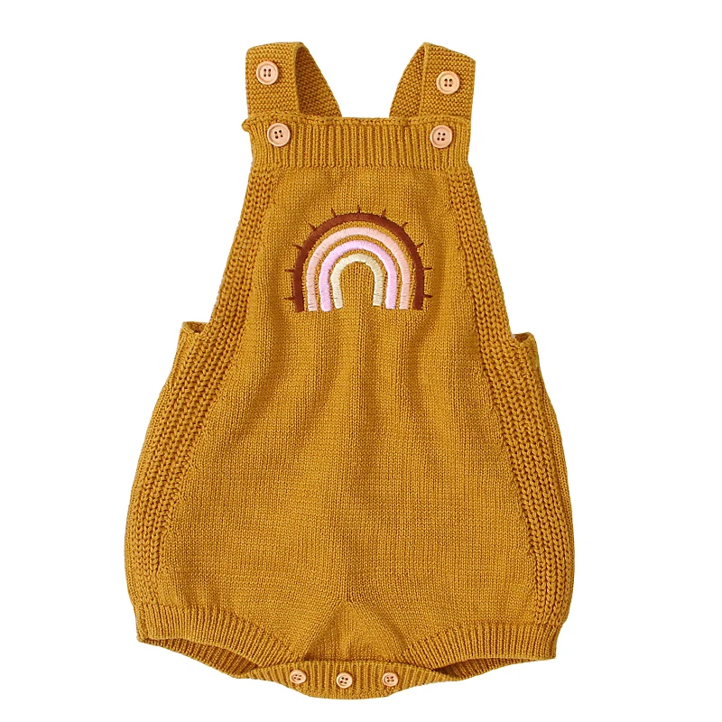 

Baby Boys Girls Clothes Infant Knitted Bodysuit Rainbow Embroidery Sleeveless Jumpsuit Toddler Kids One-Piece Clothing Overall