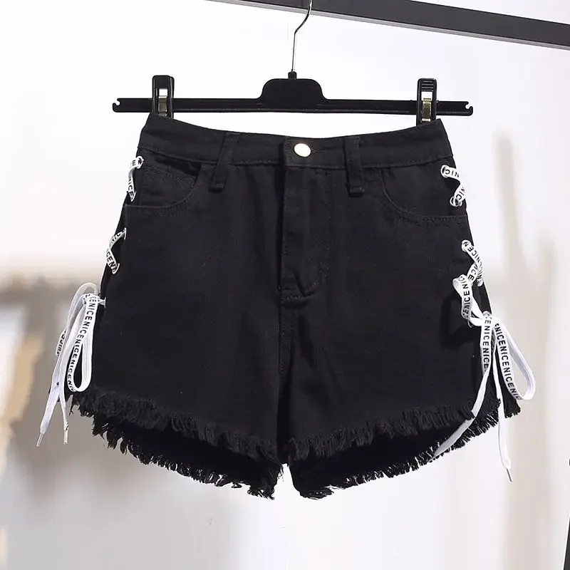 

Short Pants for Women To Wear Jeans Drawstring Womens Shorts White Mini Wide Denim Casual Clothes Normal XL Cheap Summer Hot XXL