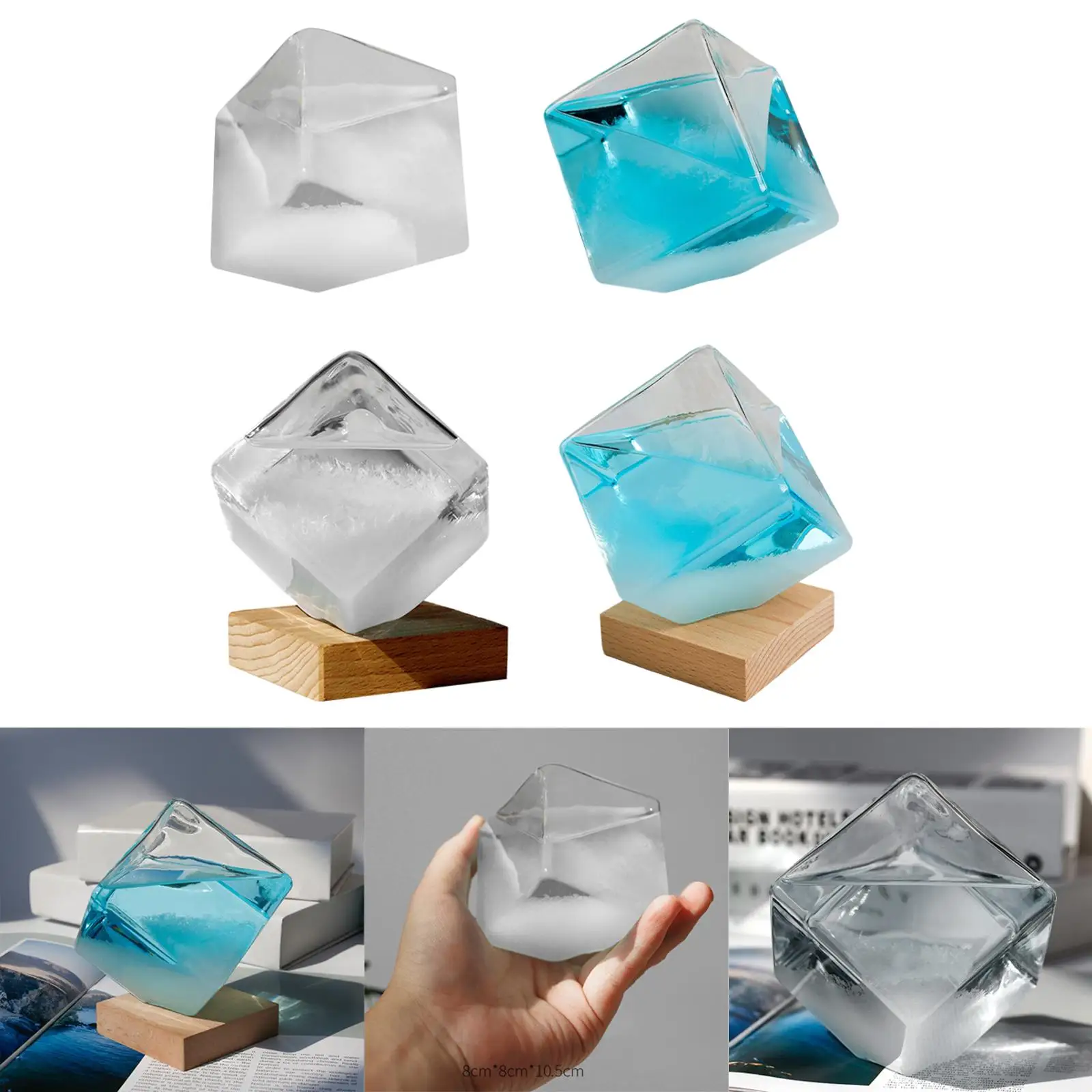 Weather Predictor Cube Shape Storm Glass Barometer Art Crafts Weather Forecast Bottles for Office Tabletop Home Decor Xmas Gift 3