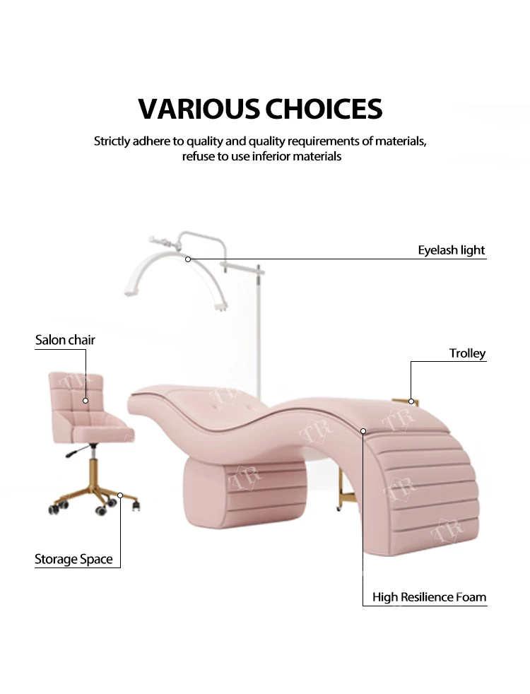 Turri Unique Luxury Pink Lashes Eyebrow Bed Table Aesthetic Eyelashes Salon Bed Furniture Set Cama Lash For Lashista 2