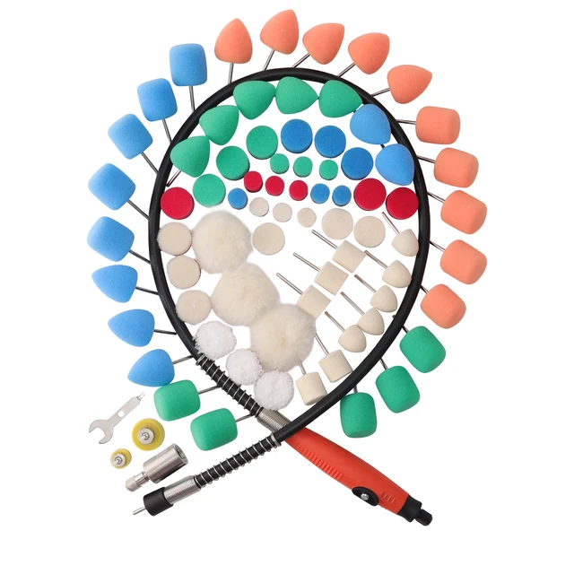 Kit Lucidatura Auto SPTA 78 Pezzi - Con Albero Flessibile Per Trapano, Adattatore M14