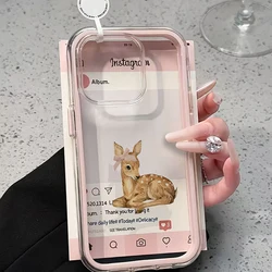 Whimsical Cartoon Deer Clear Phone Case Cover - Galaxy S23 Ultra (FE - P2944)