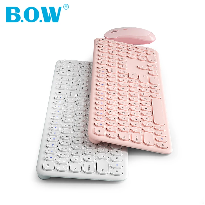 

B.O.W USB Keyboard Recharging , Wireless 2.4Ghz Keyboard with Number Pad Full Size 110 Keys Round Design Quiet Typing