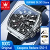 OLEVS 2976 Mens Watch Fashion Silicone Strap Tonneau Chronograph Quartz Watch Waterproof Luminous Sports Date Watches Gift Reloj