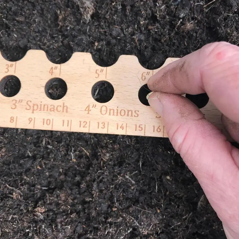 Wooden Planting Ruler Seed Spacing Ruler Organize Seeds Wood Garden Dibber For Home Plants Vegetables Seeds