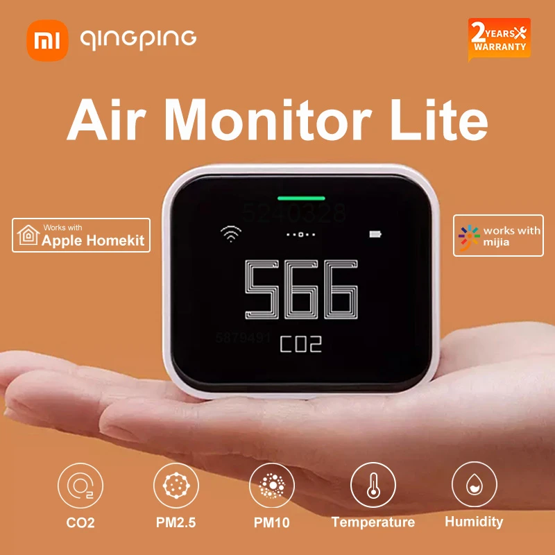 Xiaomi Qingping Air Detector Lite Retina Touch Screen CO2 PM2.5 PM10 Temperature Humidity Monitor Work Mihome App Apple Homekit