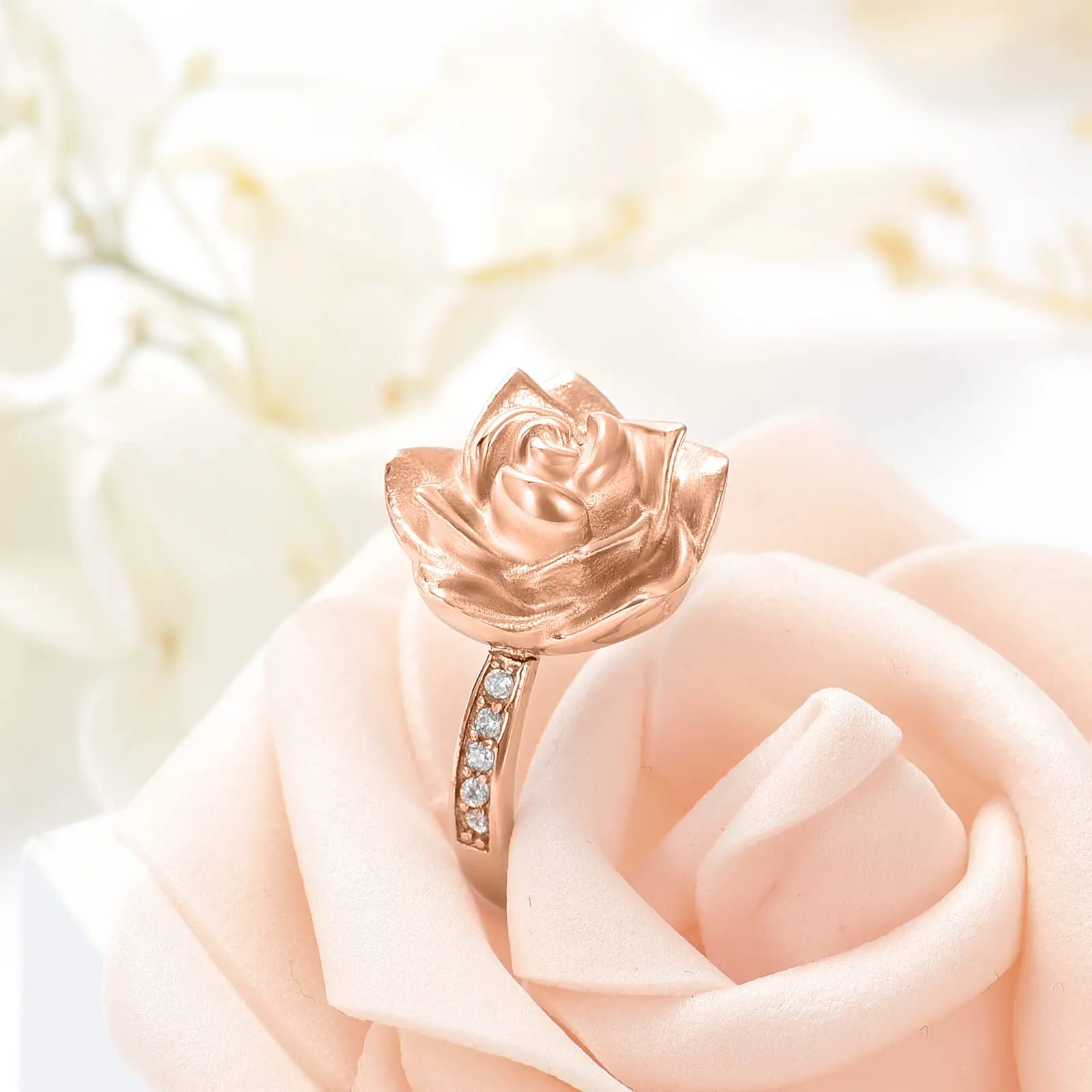 Cremation Urn Ring Stainless Steel Size optional Openable Ashes Holder Rose Flower Shape Romantic For Lover Valentine's Day Gift