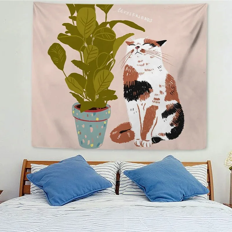Nordic cartoon girl character tapestry fresh home decoration room bedroom living room wall background hanging cloth tapestry decor