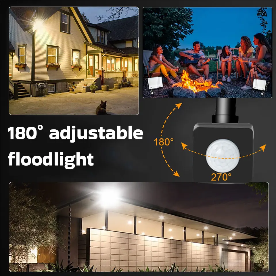 LED PIR Motion Sensor Floodlight Outdoor 20W 30W 50W 100W 150W 200W AC220V110V Waterproof Outdoor Projector Spotlight For Garden