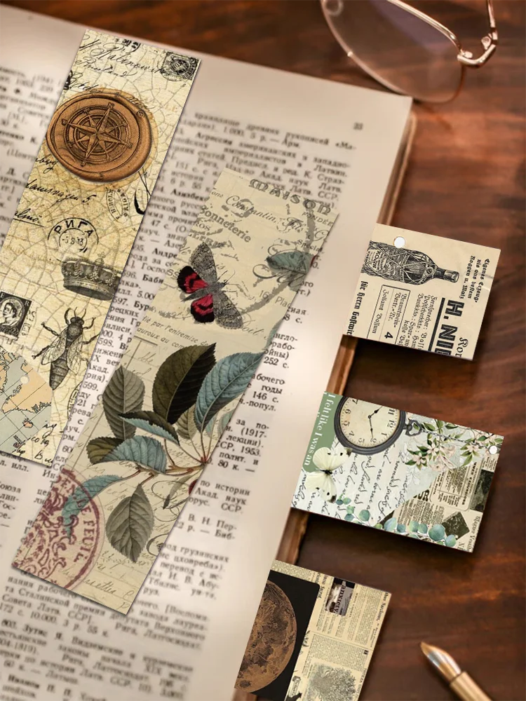 30pcs Vintage Archive bookmarks Reading pages Book marking cards Students decorate page marking Creative Gifts