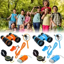 

Outdoor Exploration Set for Kids Children 6pcs Fun Adventure Pack with Binoculars Flashlight Compass Magnifier Whistle Toys