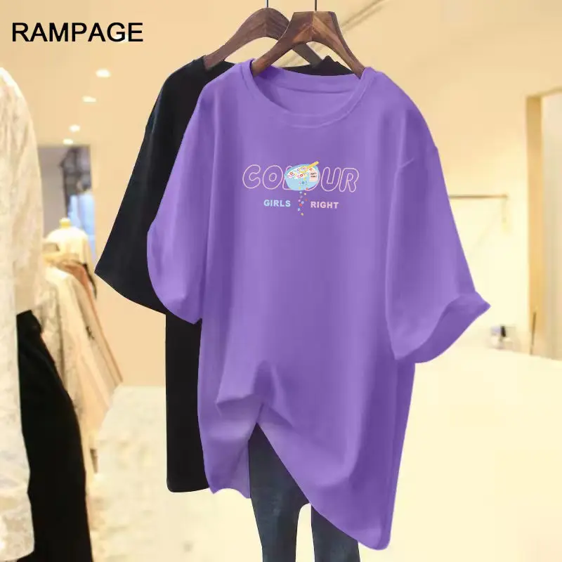 

Women Clothing Cartoon Printed Loose Top Tees Summer Casual Short Sleeve Pure Cotton Tee Shirts Lady Basics Pullover M-6xl Tunic