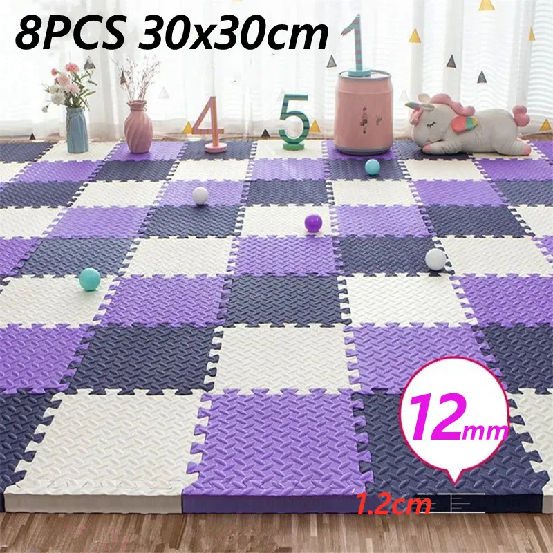 Baby Game Mat 8PCS 30x30cm Tatame Play Mats Thick 1.2cm Tatames Baby Mat Foot Mat Floor Mat Puzzle Mat Playmat Baby Playroom Mat 2