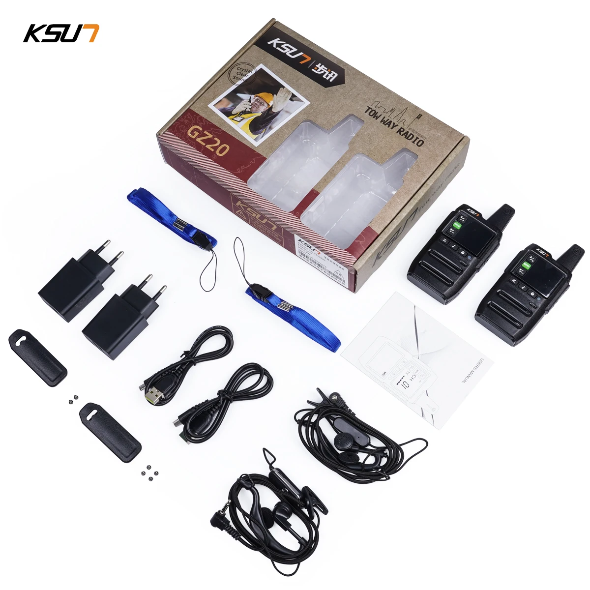 KSUN TFSI Walkie Talkie 2 Pcs included Wireless Set Ham Amateur Radio Receiver Station Walkie Talkie Mini Pmr Two-way Radio GZ20