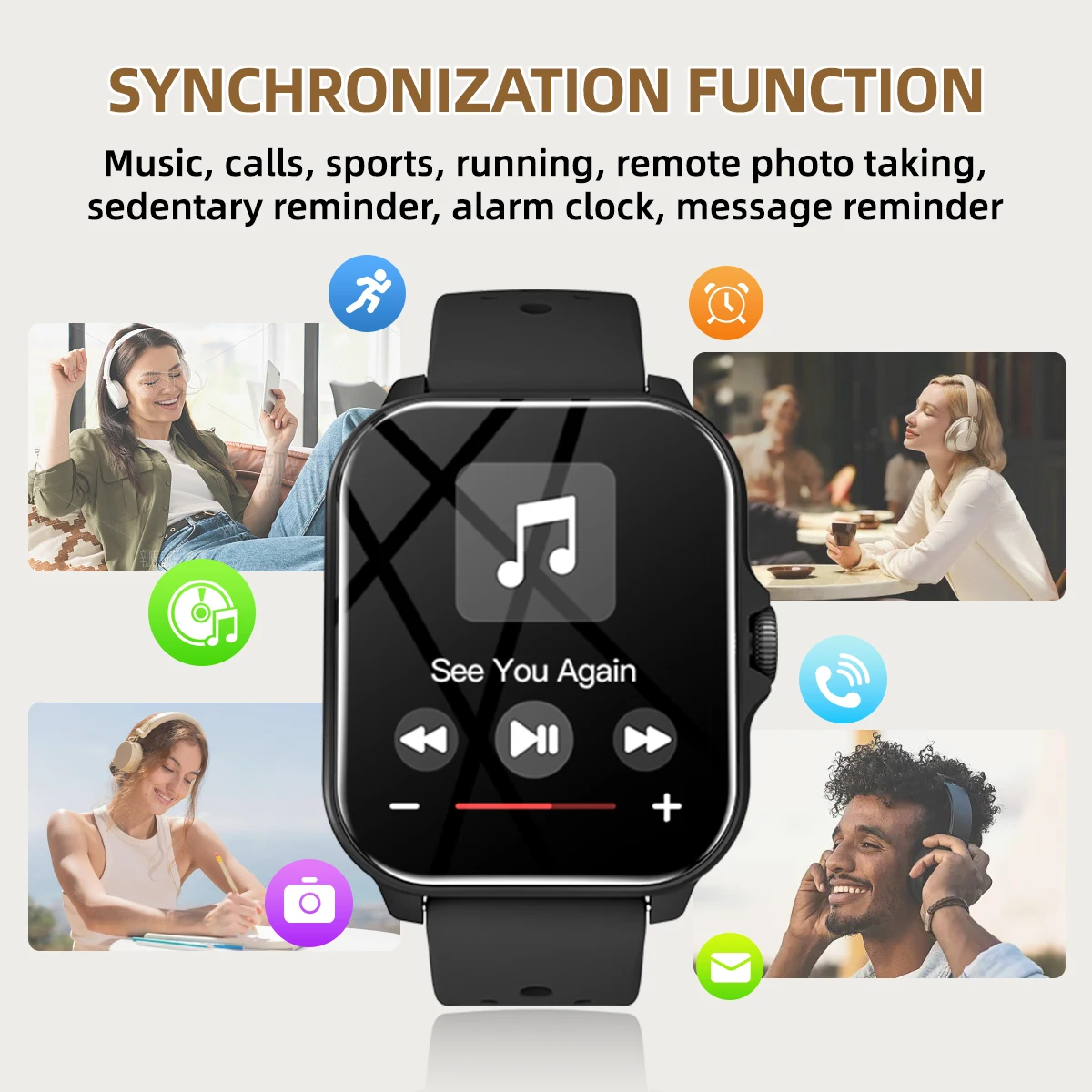 2026 NEW Smartwatch 1.83''Display Wireless Call Watch Dial Remote Camera Music Control for Android IOS Men Women Gift Choice 4