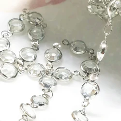 1 Meter 6mm Colorful Crystal Beaded Necklace Chain for DIY Jewelry and Crafts (A - Clear - Rhodium)