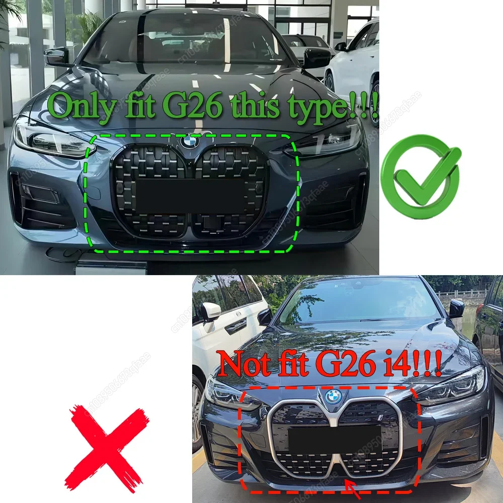 BMW 4 시리즈 G26 4도어 그란 쿠페 2021 2022 2023 2024 CS 스타일 자동차 프론트 그릴 (ACC 바디킷 포함) 튜닝 글로스 블랙