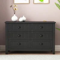Vintage Black Sideboard Cabinet Solid Wood Frame Plastic Door Panel Retro Shell Handle Dining Living Kitchen Corridor Buffet 1
