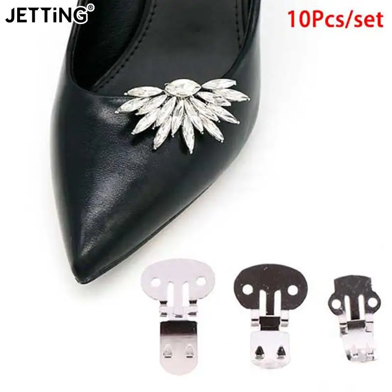 

Зажимы из нержавеющей стали для обуви, застежки для рукоделия «сделай сам» без рисунка, аксессуары для обуви, серебристого цвета, 10 штук в партии