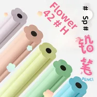 Hand account petal pen holder HB pencil Zhenglin Macaron color resin pencil petal shaped flower shaped pen holder for engraving 1
