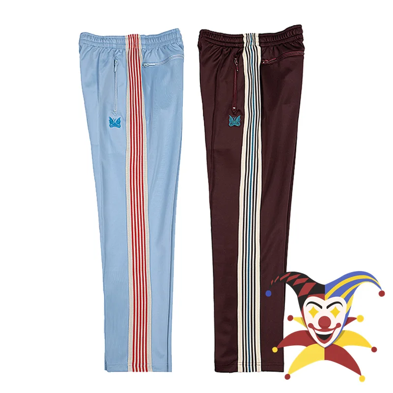 

Needles Track Pants Men Women Best Quality Poly Smooth Needles Pants Butterfly Knitted Stripe Trousers