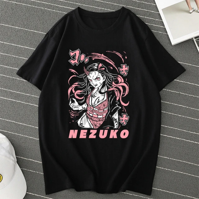 Camisetas de anime grandes dimensões masculina e feminina Kamado Nezuko,  gráfico de manga curta, camiseta de algodão, roupas para casal, verão -  AliExpress