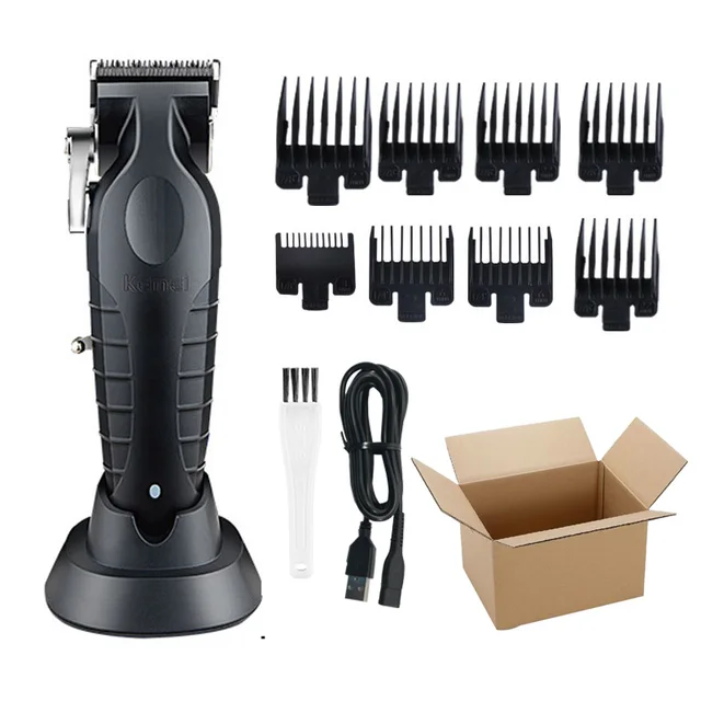KM2296 Kemei Original Professional Rechargeable Hair Trimmer Adjustable Hair Clipper USB Carving Barber Salon