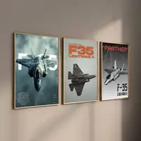 ⁦لوح قماشية جدارية فاخرة لطائرة F-35 المقاتلة | Luxury F-35 Fighter Canvas Wall Art Poster⁩ - الصورة ⁦5⁩