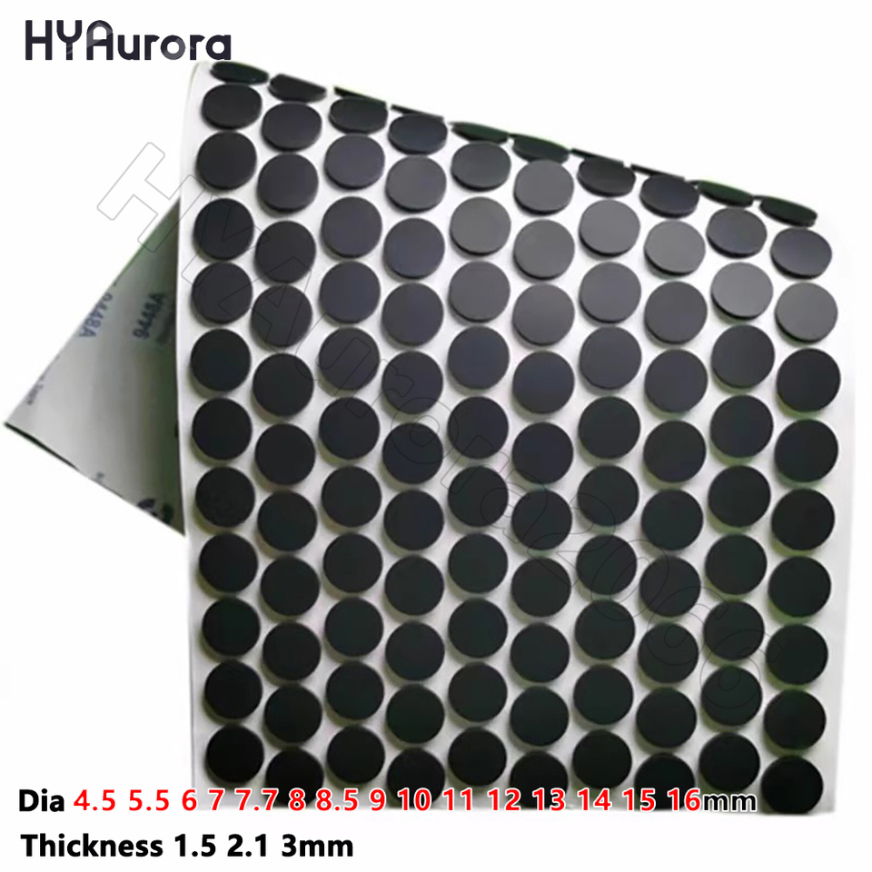 Dia 4.5 - 16mm Round Self Adhesive Backing Silicone Rubber Furniture Pads Anti-Slip Shock-Absorbing Cushion Cabinet Feet Spacer