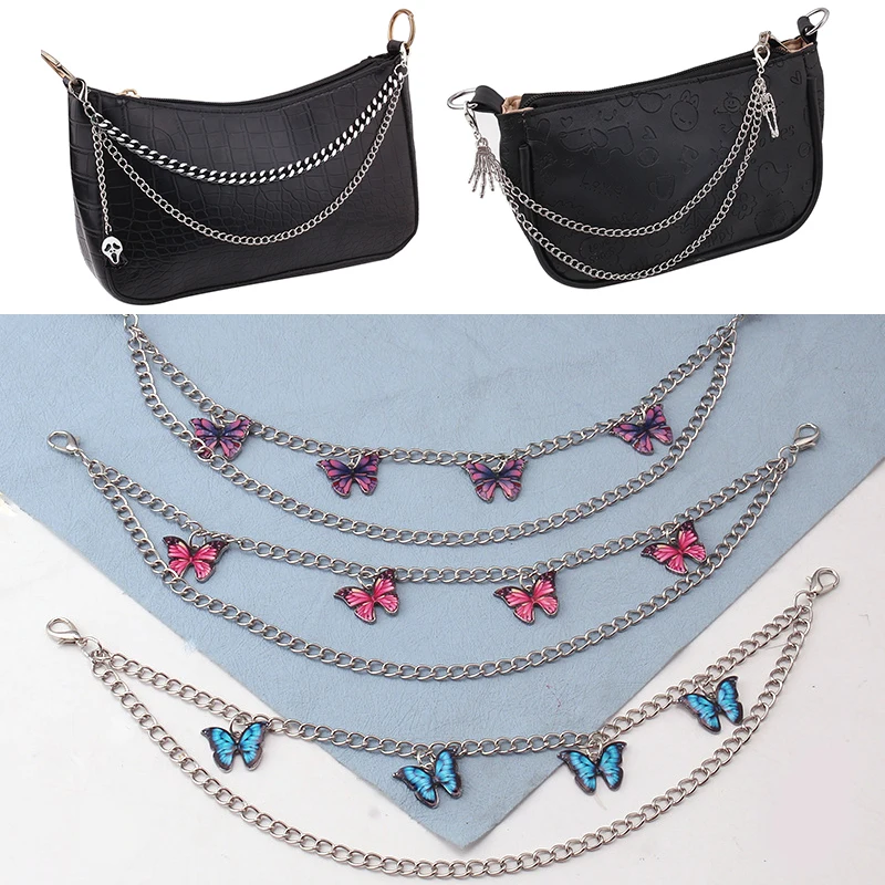 

Bag Chain Accessories Handle Bag Chain Halloween Skull Butterfly Skull Pendant Decor Double Layer DIY Bag Chain Hanging Chain